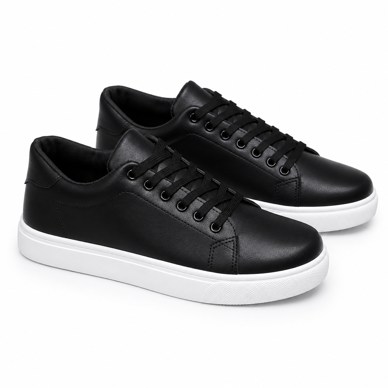 Unisex Leather Sneakers Low Top Minimalist Urban Streetwear Fashion Shoes Chunky Sole Everyday Lifestyle Footwear for Men & Women
