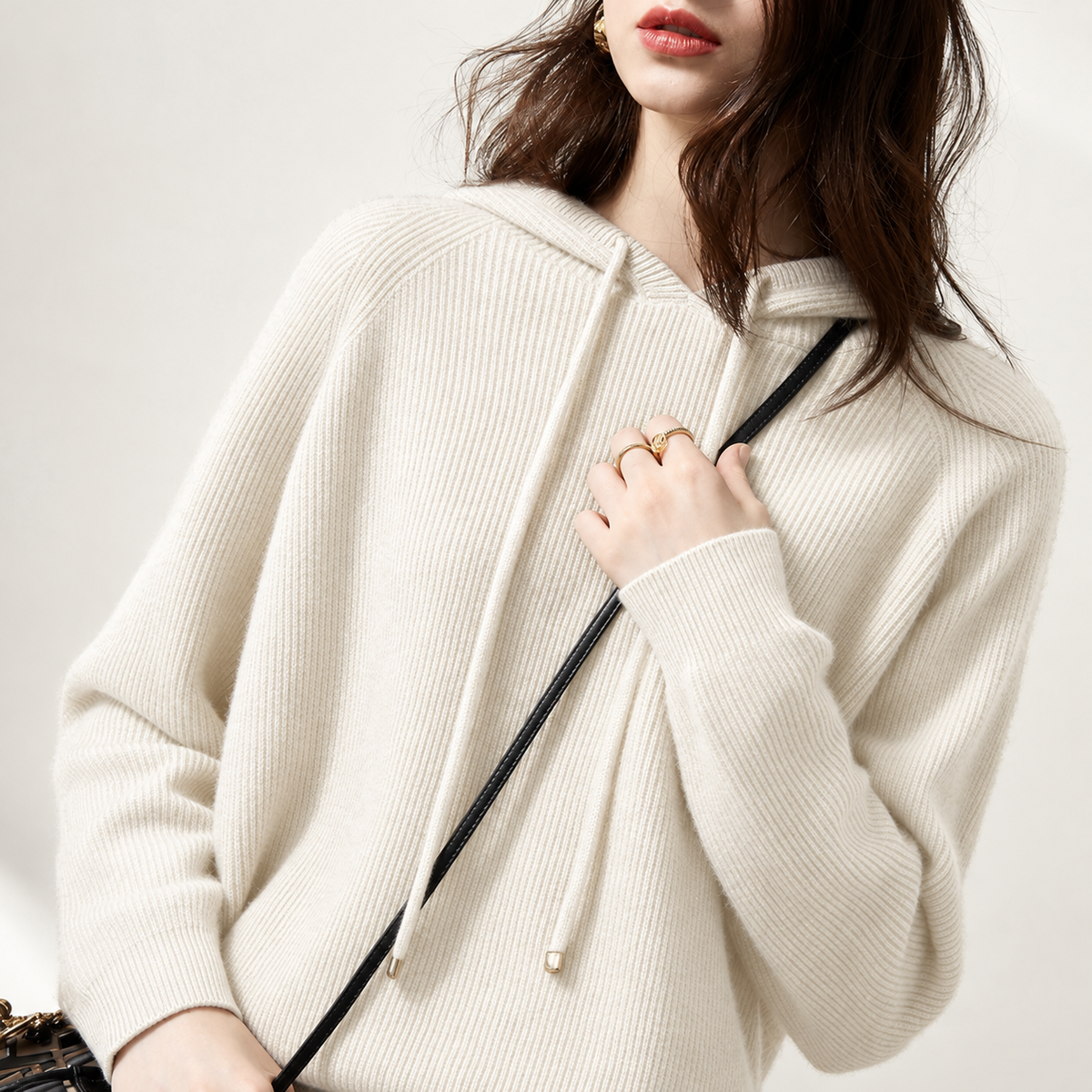 Women's Oversized Knit Hoodie - Chunky Ribbed Hooded Sweater Pullover, Cozy Fall & Winter Jumper