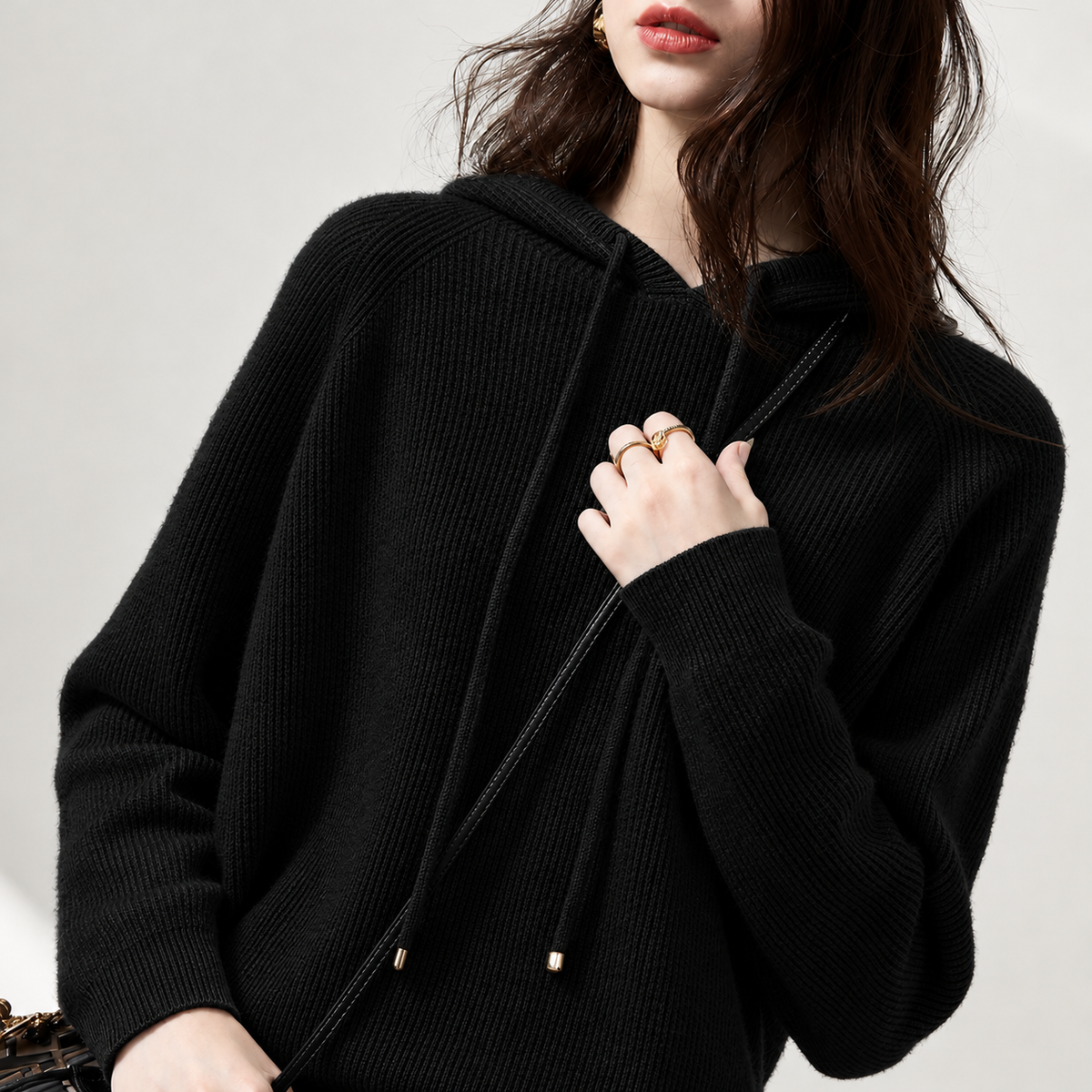 Women's Oversized Knit Hoodie - Chunky Ribbed Hooded Sweater Pullover, Cozy Fall & Winter Jumper