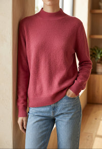 Women's Mock Neck Sweater - Soft Knit Loose Fit Pullover for Fall & Winter