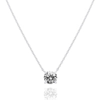 Gold Plated Clavicle Necklace - Simulated Diamond Pendant Chain