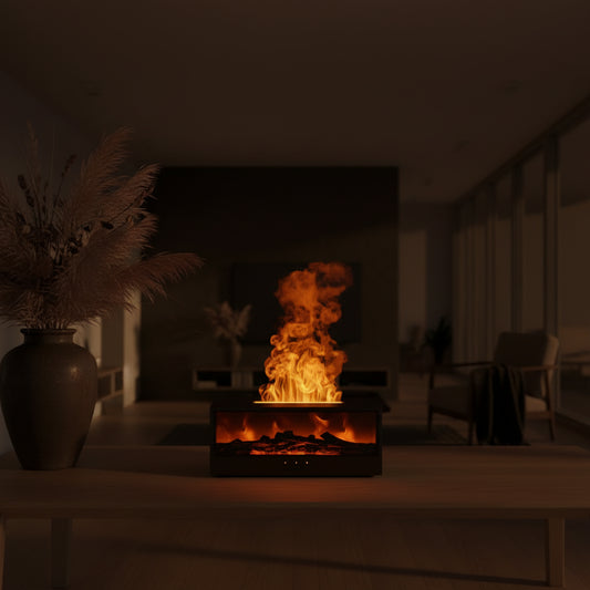 Fireplace Flame Aroma Diffuser - Electric Simulated Fire Humidifier Night Light for Living Room Bedroom