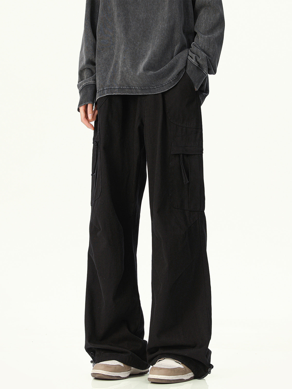Mens Cargo Trousers - Cotton Utility Pants, Relaxed Streetwear Fit