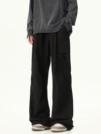 Mens Cargo Trousers - Cotton Utility Pants, Relaxed Streetwear Fit