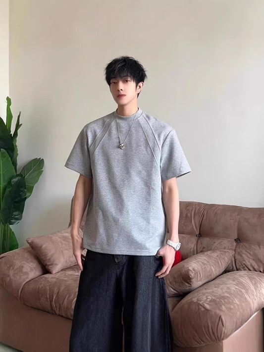 Mens Oversized Boxy T-Shirt - Relaxed Short Sleeve Cotton Tee