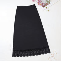 Womens Satin Slip Skirt - Lace Trim Slip Midi Skirt, Underskirt