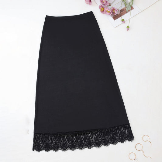 Womens Satin Slip Skirt - Lace Trim Slip Midi Skirt, Underskirt