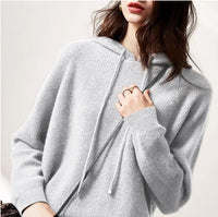 Women's Oversized Knit Hoodie - Chunky Ribbed Hooded Sweater Pullover, Cozy Fall & Winter Jumper