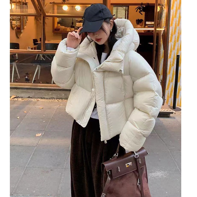 Womens Hooded Puffer Jacket - Loose Fit Padded Winter Coat
