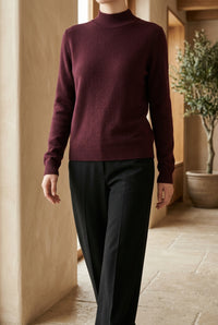 Women's Mock Neck Sweater - Soft Knit Loose Fit Pullover for Fall & Winter