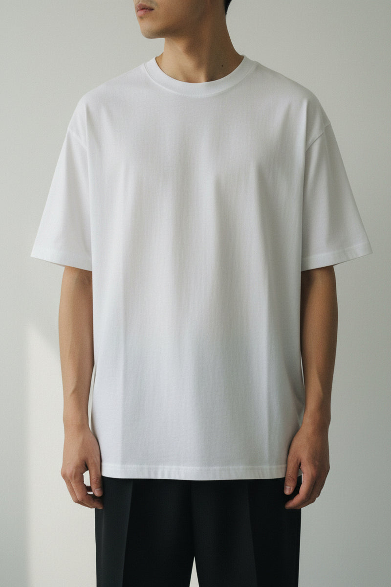 Mens Heavyweight Cotton T-Shirt - Short Sleeve Boxy Fit Tee