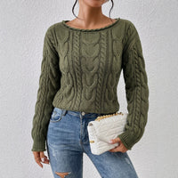 Womens Oversized Cable Knit Sweater - Chunky Off Shoulder Jumper
