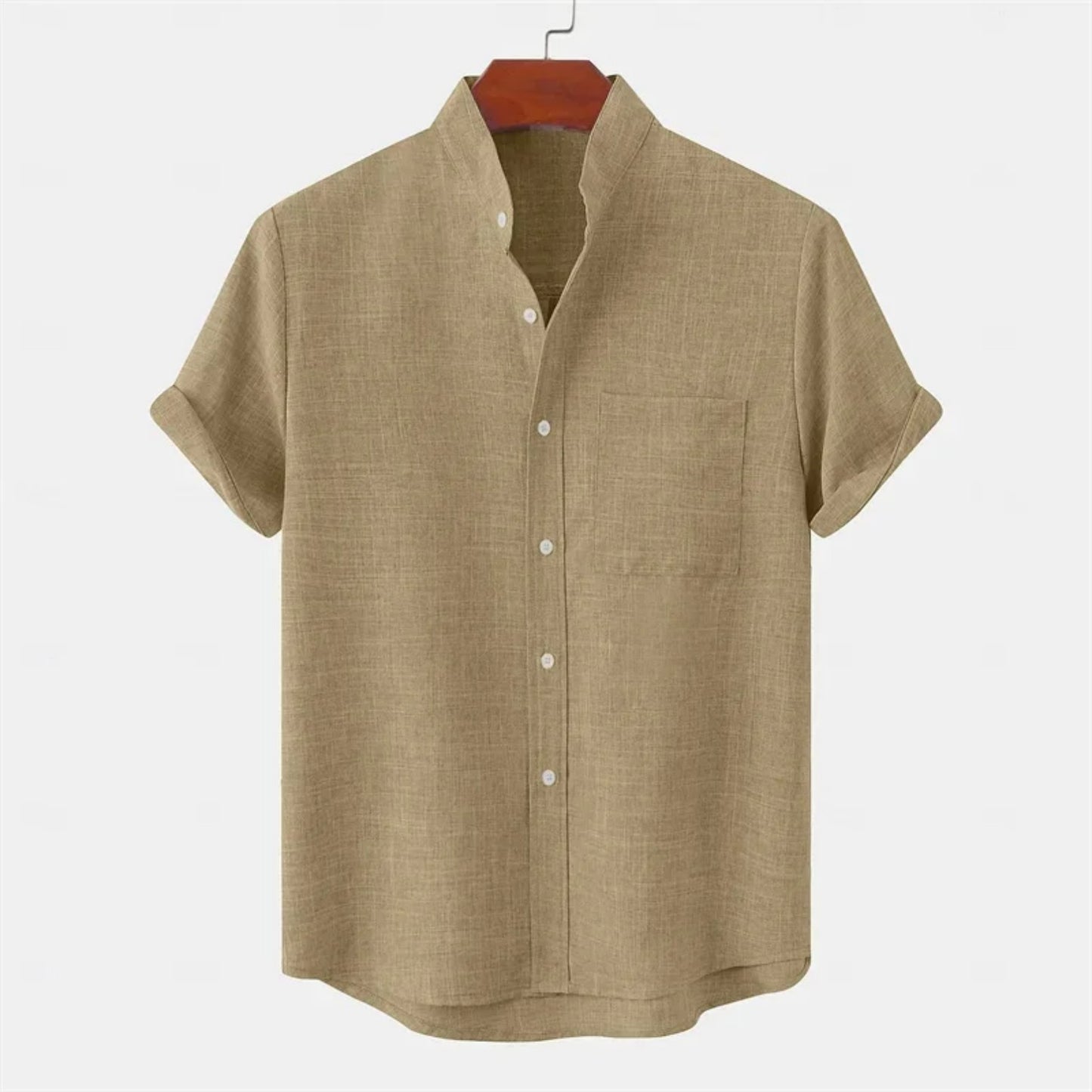 Men's Stand Collar Short Sleeve Shirt