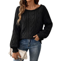 Womens Oversized Cable Knit Sweater - Chunky Off Shoulder Jumper