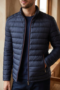 Men's Lightweight Puffer Jacket - Stand Collar Quilted Winter Coat