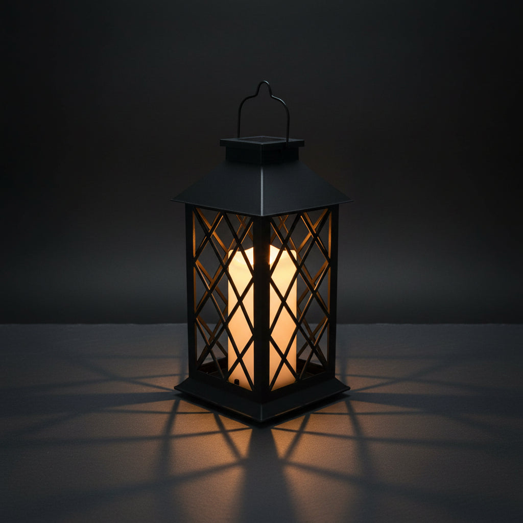 Vintage Lantern Candle Lamp - Retro Hollow LED Candle Lantern Night Light for Home Bedroom Decor