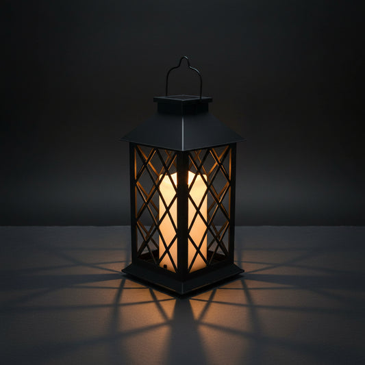 Vintage Lantern Candle Lamp - Retro Hollow LED Candle Lantern Night Light for Home Bedroom Decor