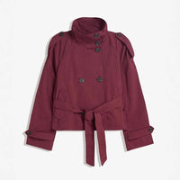 Womens Double-Breasted Windbreaker - Retro Loose Fit Short Jacket