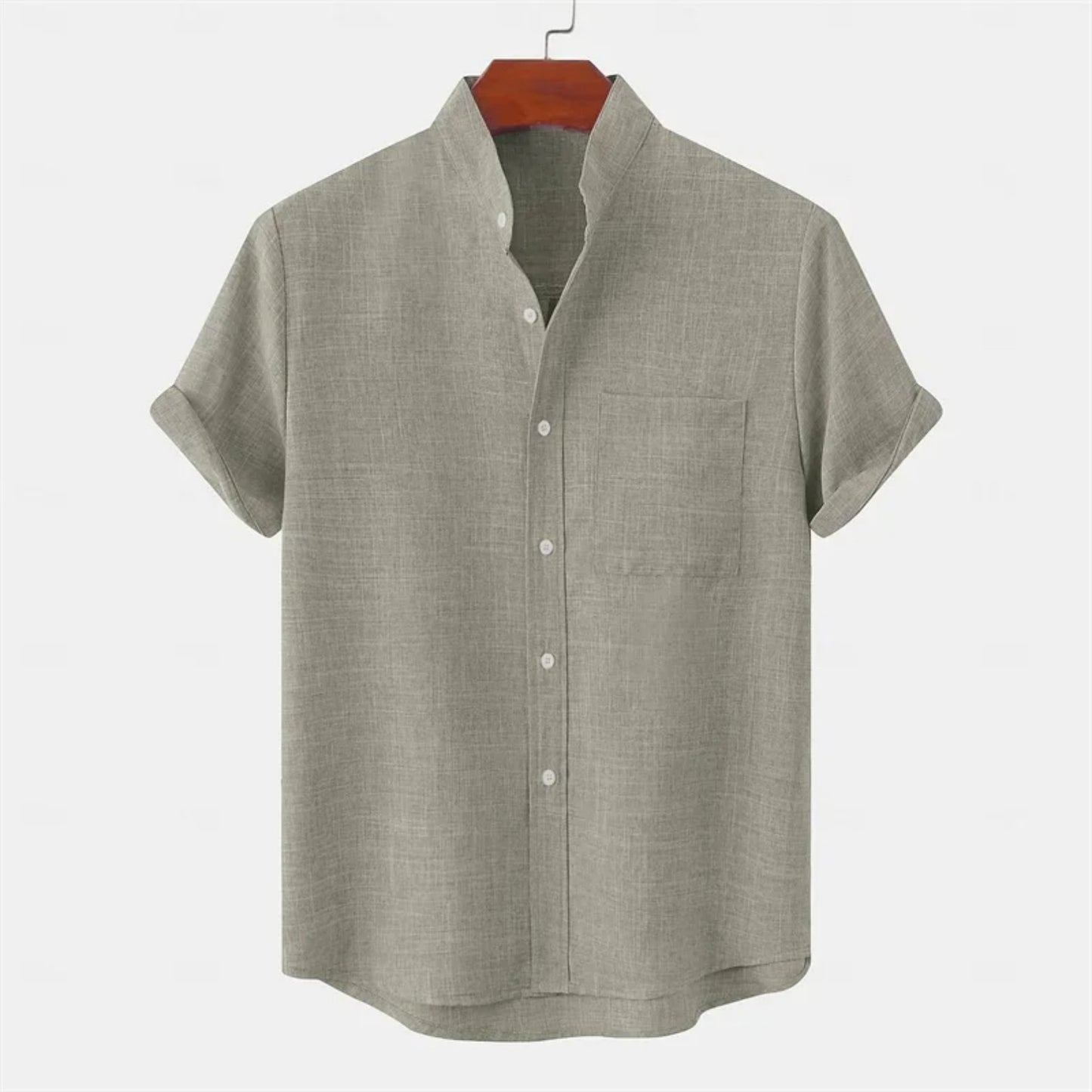 Men's Stand Collar Short Sleeve Shirt