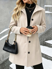 Women's Wool Blend Coat - Mid Length Single Breasted Lapel Winter Overcoat