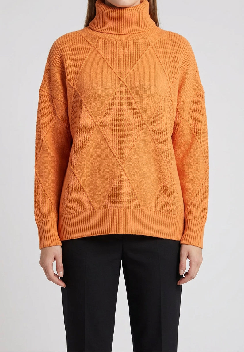 Women's Chunky Turtleneck Sweater - Oversized Knit Pullover, Cozy Winter Jumper