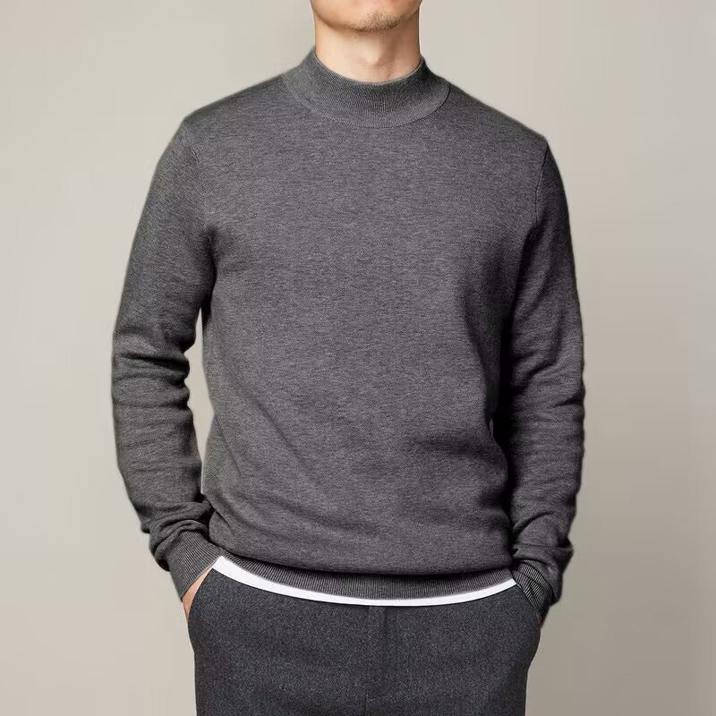 Mens Mock Neck Sweater - Turtleneck Knit Jumper Pullover, Loose