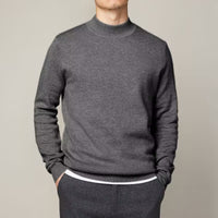 Mock Neck Turtleneck Sweater - Jacquard Knit Jumper, Loose Fit