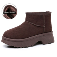 Women's Fur Lined Mini Platform Snow Boots - Warm Slip On Winter Booties