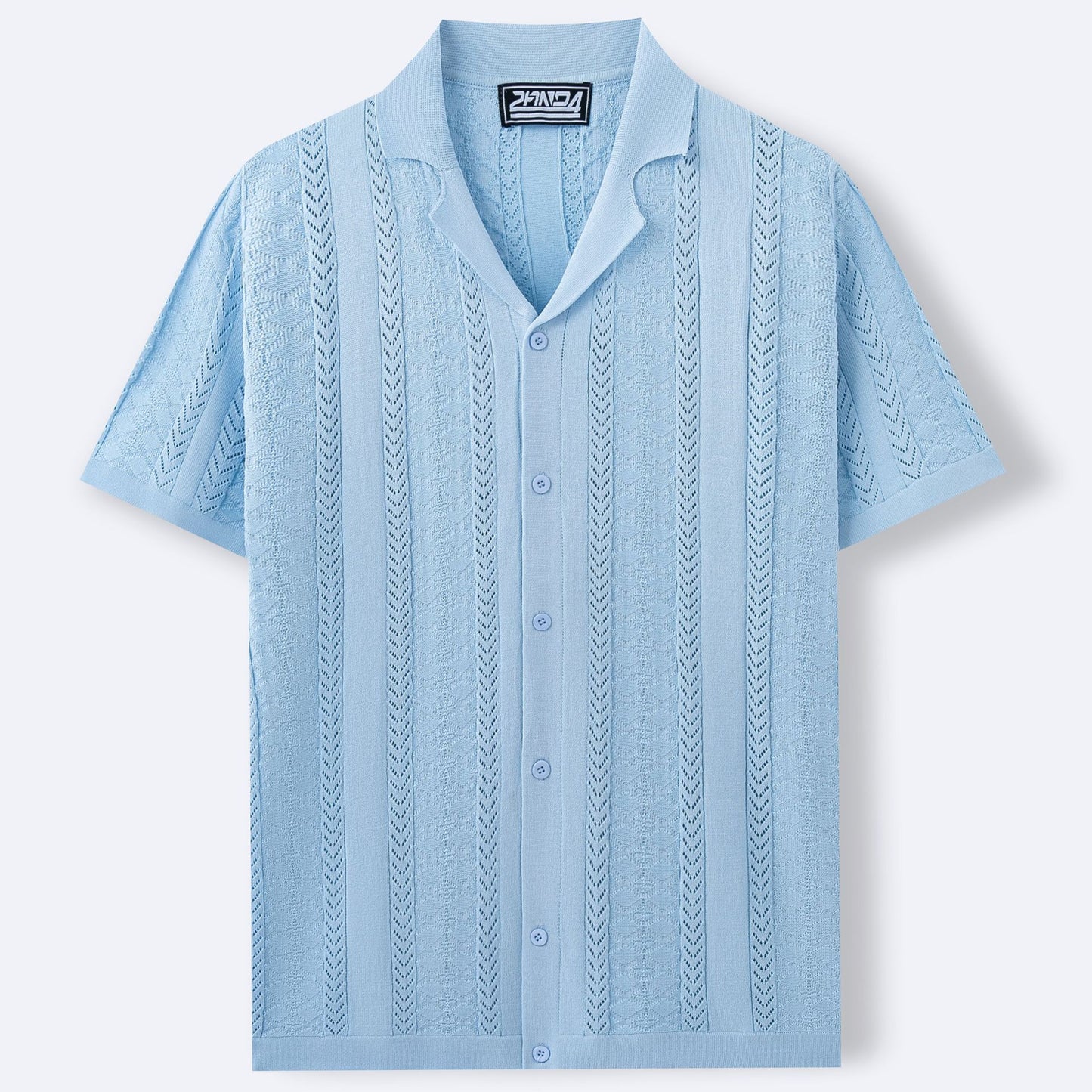 Mens Striped Knitted Polo Shirt