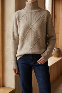 Women's Chunky Turtleneck Sweater - Oversized Knit Pullover, Cozy Winter Jumper
