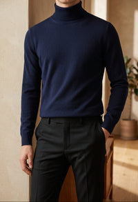 Men's Turtleneck Sweater - Slim Fit Knit Pullover for Fall & Winter