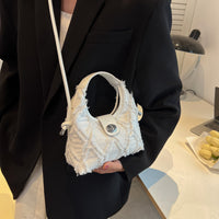 Womens Quilted Denim Crossbody Bag - Tassel Detail Shoulder Bag