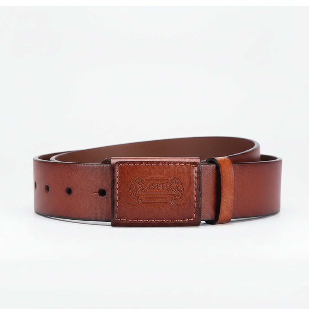 Men's Faux Leather Ratchet Belt - No Holes Adjustable Belt with Metal-Free Buckle, 3.5cm