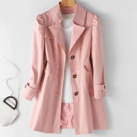 Womens Double Breasted Trench Coat - Mid Length Overcoat, Plus Size