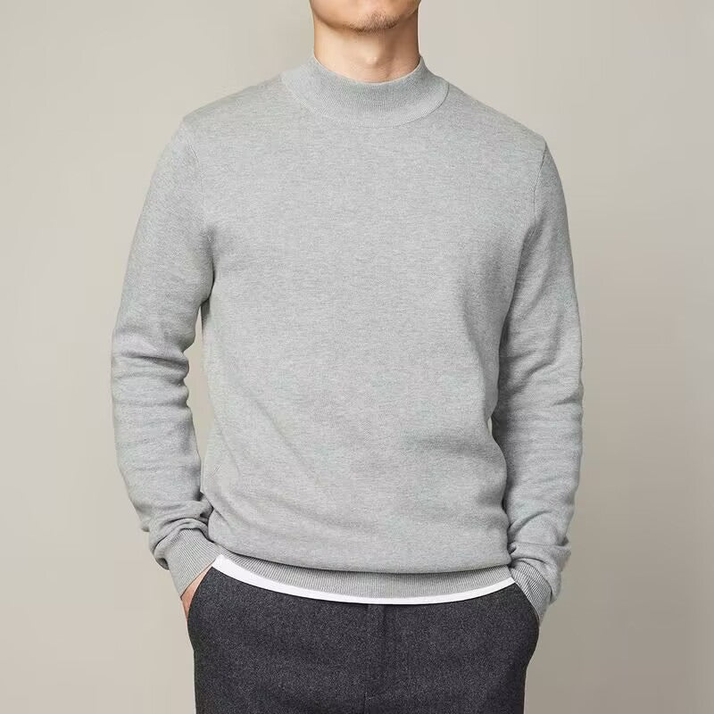 Mens Mock Neck Sweater - Turtleneck Knit Jumper Pullover, Loose