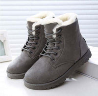 Women's Fur Lined Lace Up Snow Boots - Warm Flat Winter Ankle Boots