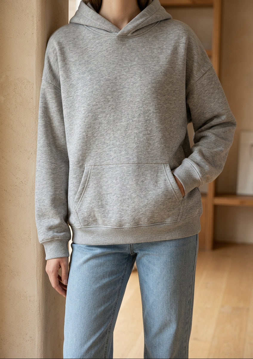 Women's Oversized Hoodie - Heavyweight Cotton Plain Pullover Hooded Sweatshirt