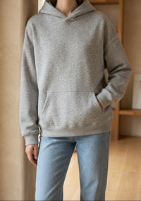 Women's Oversized Hoodie - Heavyweight Cotton Plain Pullover Hooded Sweatshirt