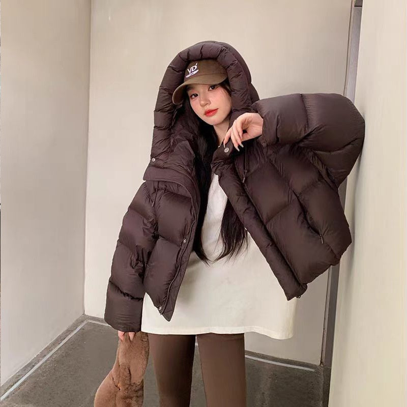 Womens Hooded Puffer Jacket - Loose Fit Padded Winter Coat
