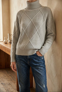 Women's Chunky Turtleneck Sweater - Oversized Knit Pullover, Cozy Winter Jumper