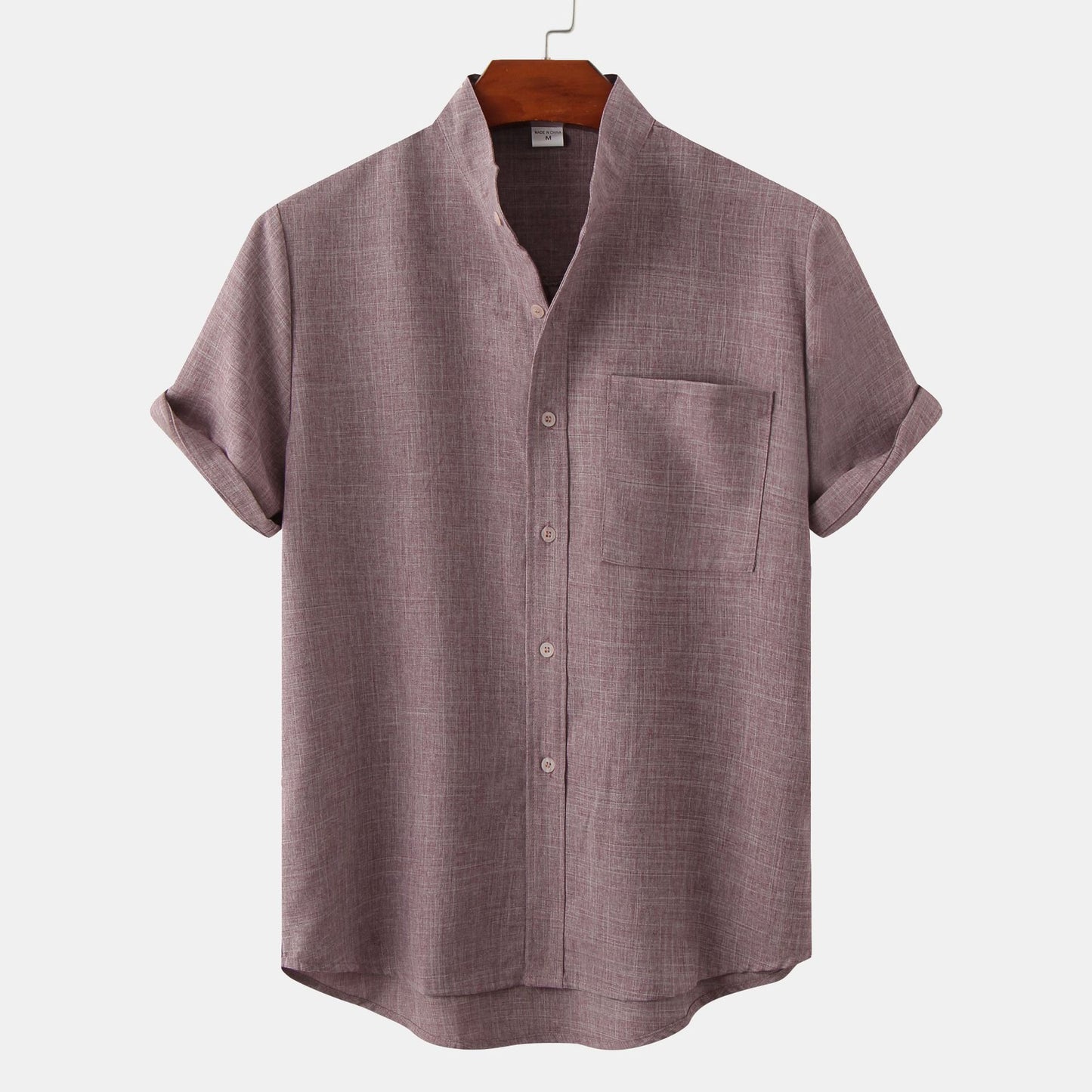 Men's Stand Collar Short Sleeve Shirt
