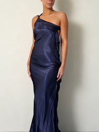 Womens Backless Halter Maxi Dress - Sleeveless Slant Collar