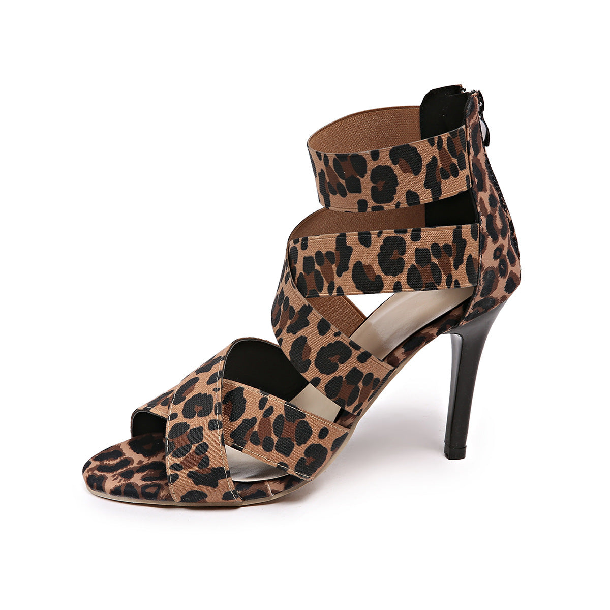 Womens Strappy Heels - Roman Peep Toe Stiletto Heeled Sandals