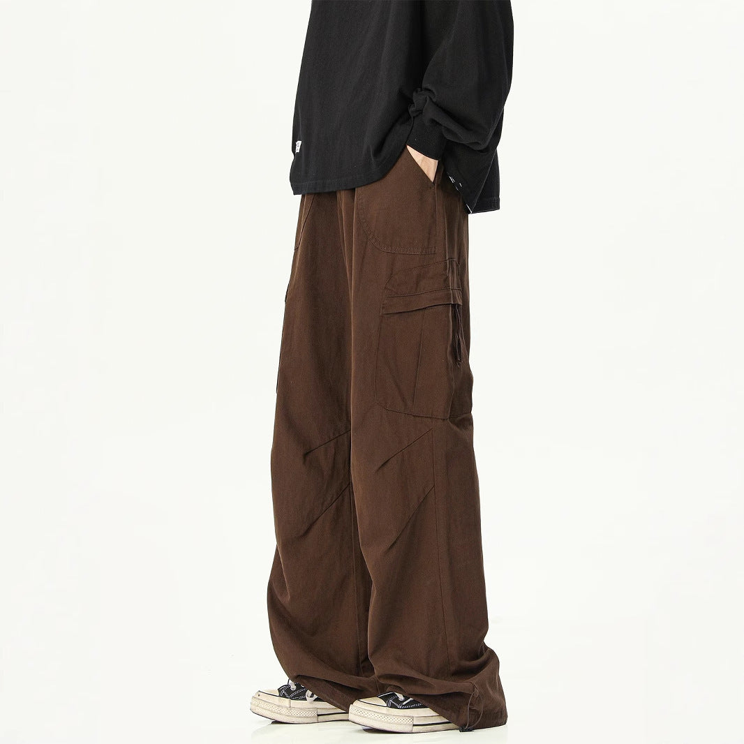 Mens Cargo Trousers - Cotton Utility Pants, Relaxed Streetwear Fit