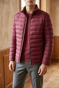 Men's Lightweight Puffer Jacket - Stand Collar Quilted Winter Coat