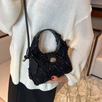 Womens Quilted Denim Crossbody Bag - Tassel Detail Shoulder Bag