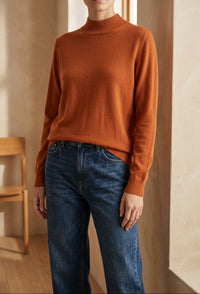 Women's Mock Neck Sweater - Soft Knit Loose Fit Pullover for Fall & Winter