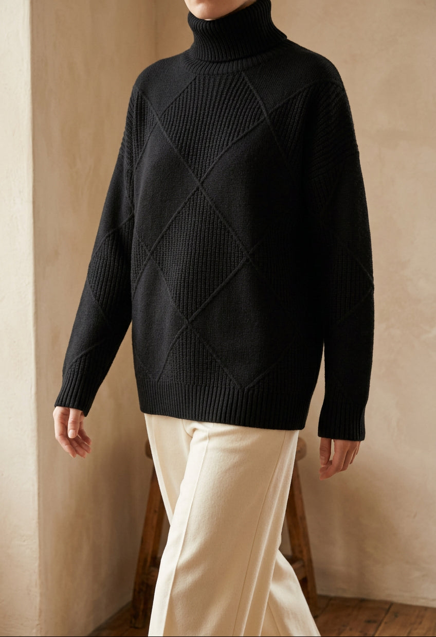 Women's Chunky Turtleneck Sweater - Oversized Knit Pullover, Cozy Winter Jumper