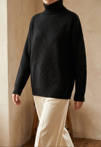 Women's Chunky Turtleneck Sweater - Oversized Knit Pullover, Cozy Winter Jumper