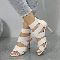 Womens Strappy Heels - Roman Peep Toe Stiletto Heeled Sandals
